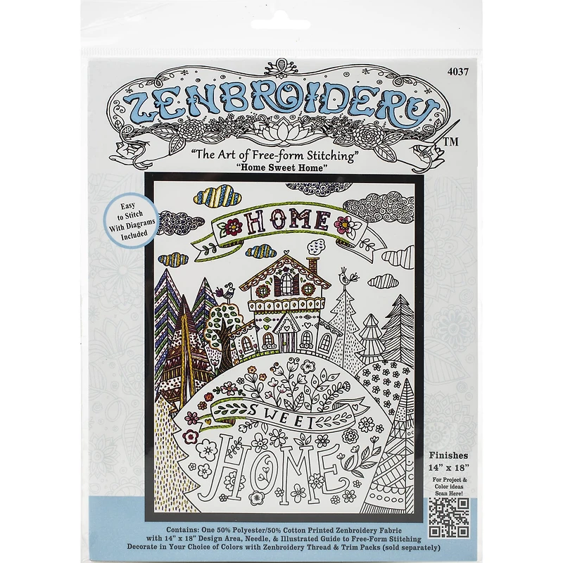 Design Works™ Zenbroidery Home Sweet Home Stamped Embroidery Kit