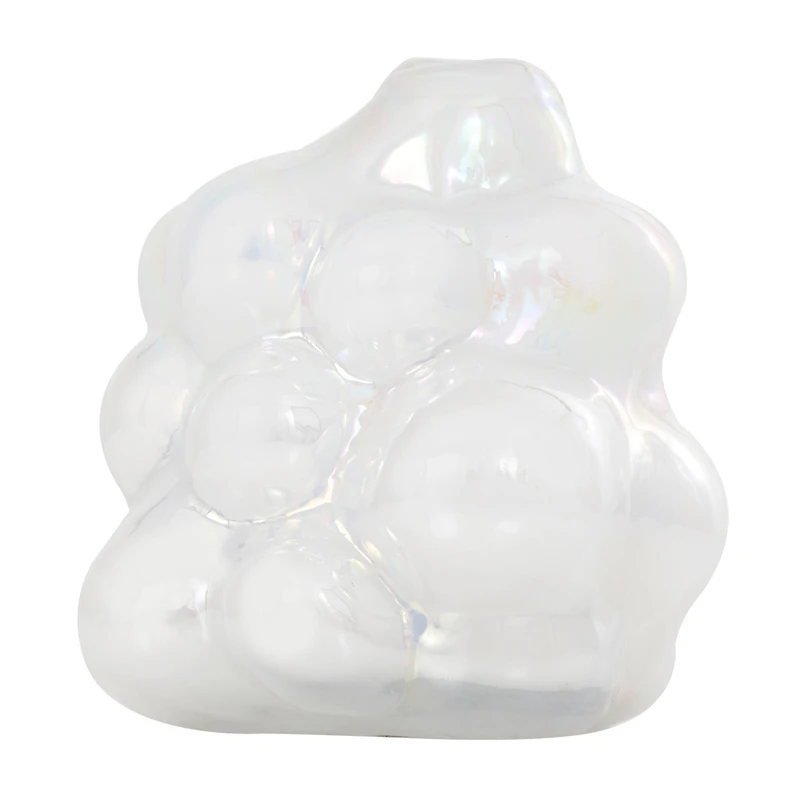 8" Clear Abstract Handmade Bubble Glass Vase