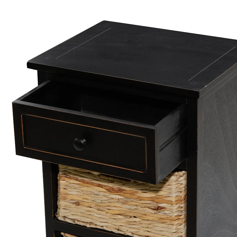 28" Black Farmhouse Wood Storage Cabinet