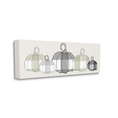 Stupell Industries Checker Plaid Patterned Pumpkins in a Row Canvas Wall Art