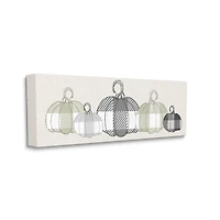 Stupell Industries Checker Plaid Patterned Pumpkins in a Row Canvas Wall Art