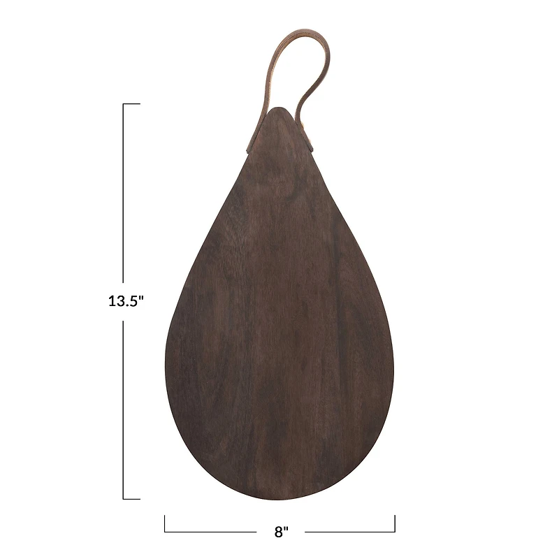 Hello Honey® Espresso Mango Wood Cheese Cutting Board with Leather Handle