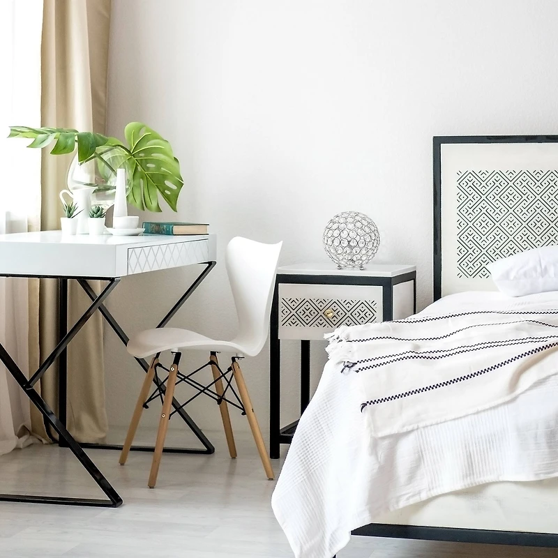 Lalia Home 8" Medium Metal Crystal Round Orb Table Lamp