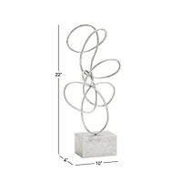 22" Silver Metal Contemporary Twist Sculpture