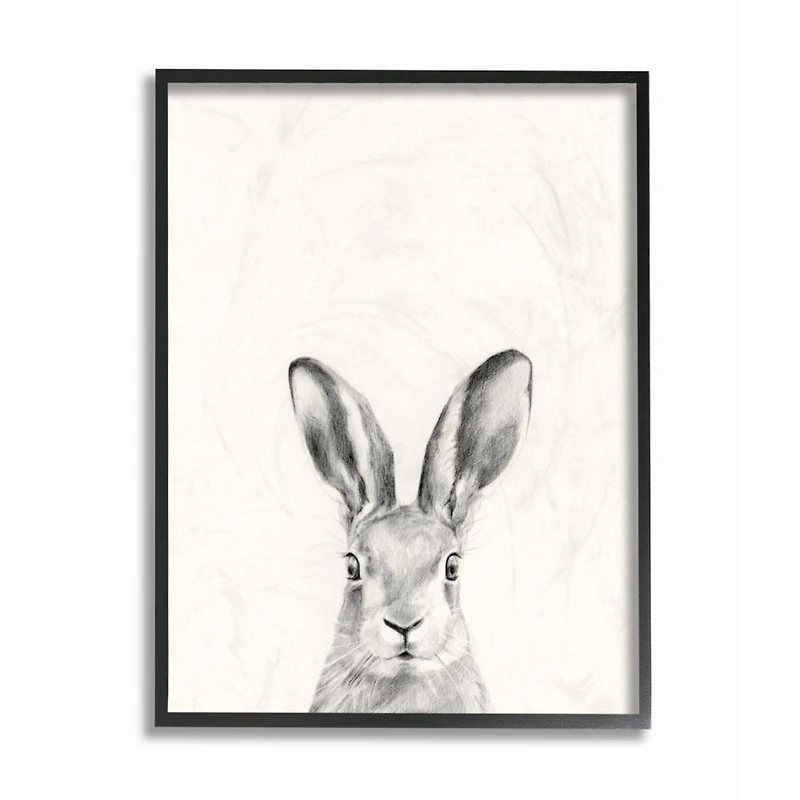 Stupell Industries Bunny Rabbit Portrait Grey Drawing Design Framed Wall Art