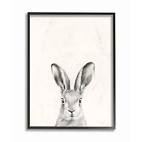 Stupell Industries Bunny Rabbit Portrait Grey Drawing Design Framed Wall Art