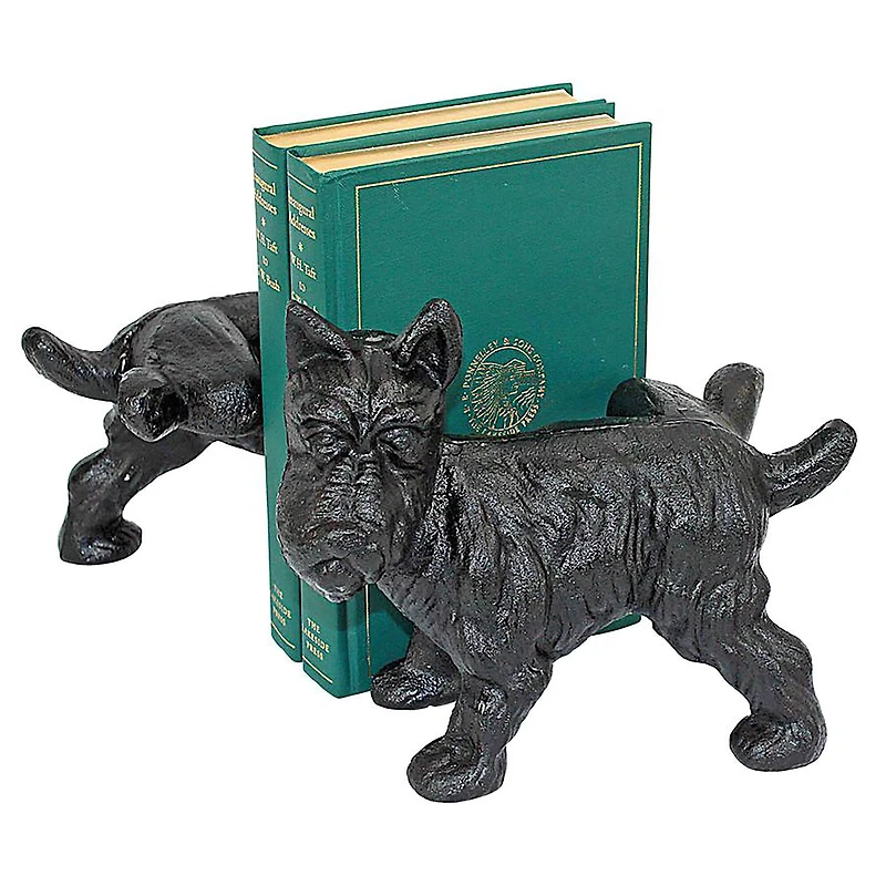 Design Toscano 6" Naughty Peeing Scotty Dog Cast Iron Sculptural Bookends, 2ct.