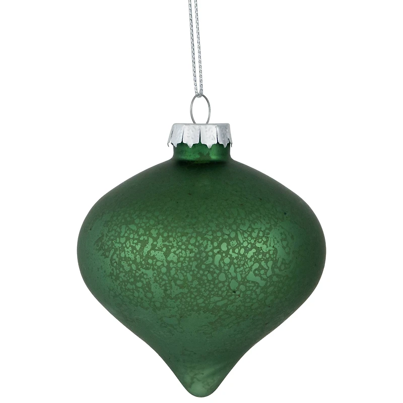 3-Finish Glass Christmas Ball and Onion Ornaments - 3" (80mm) - Forest Green - 9ct