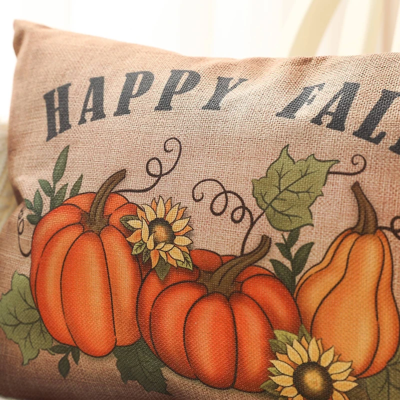 Glitzhome® Faux Burlap Fall Pumpkin Pillow