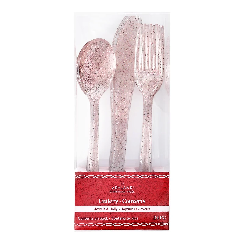 Pink Glitter Cutlery, 24ct. by Ashland®
