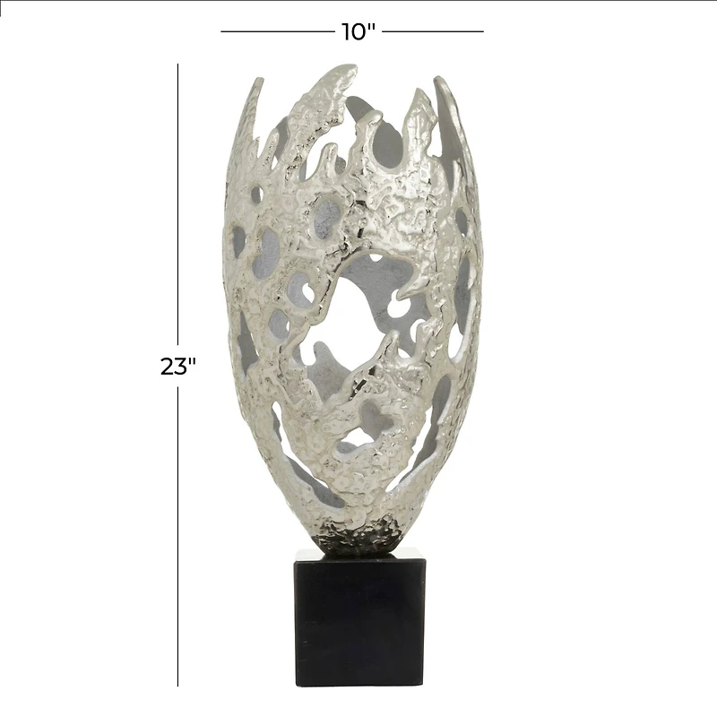 Silver Aluminum Contemporary Sculpture, 23" x 10" x 10"