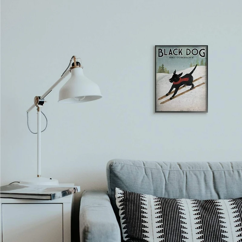 Stupell Industries Black Dog Ski Company Wall Art in Black Frame