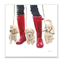 Stupell Industries Labrador Puppies Rain Boots Red White Dog Art