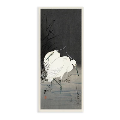 Stupell Industries Traditional Crane by Lake Japanese Inspired Bird,7" x 17"