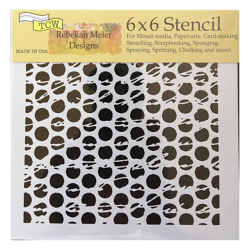 The Crafter's Workshop Rebekah Meier Designs Script Dots Stencil, 6" x 6"