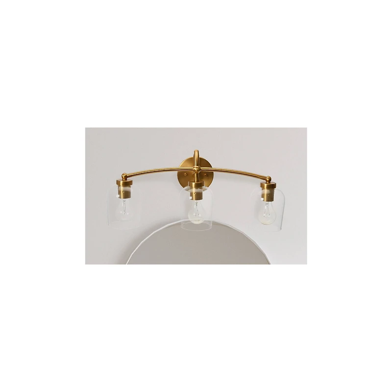 Hello Honey® Robert Stevenson Lighting Adrian Metal & Clear Glass 3-Light Vanity