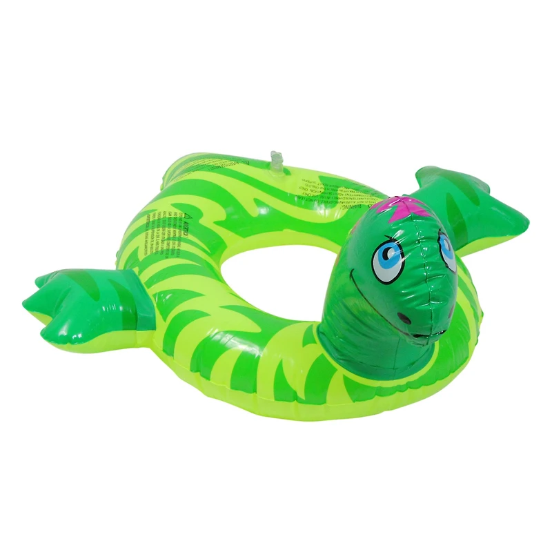 Swim Central 24" Inflatable Green Dinosaur Swim Ring Tube Pool Float