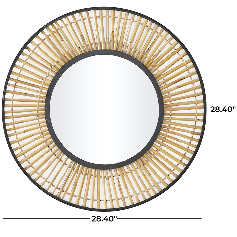 The Novogratz Brown Metal Handmade Weaved Frame Wall Mirror 28" x 1" x 28"