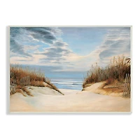 Stupell Industries Alluring Cloudy Beach Path Wooden Fence Tall Grass Wall Plaque