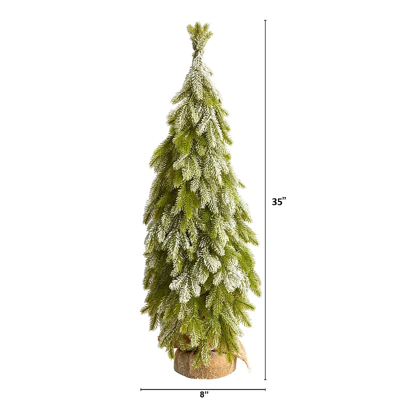 3ft. Unlit Snow Flocked Down Swept Holiday Artificial Christmas Tree in Burlap Base