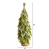 3ft. Unlit Snow Flocked Down Swept Holiday Artificial Christmas Tree in Burlap Base
