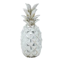 Silver Polystone Traditional Decorative Pineapple, 14" x 6" x 6"
