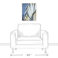 Palm Leaves On Blue 16" x 20" Canvas Wall Art