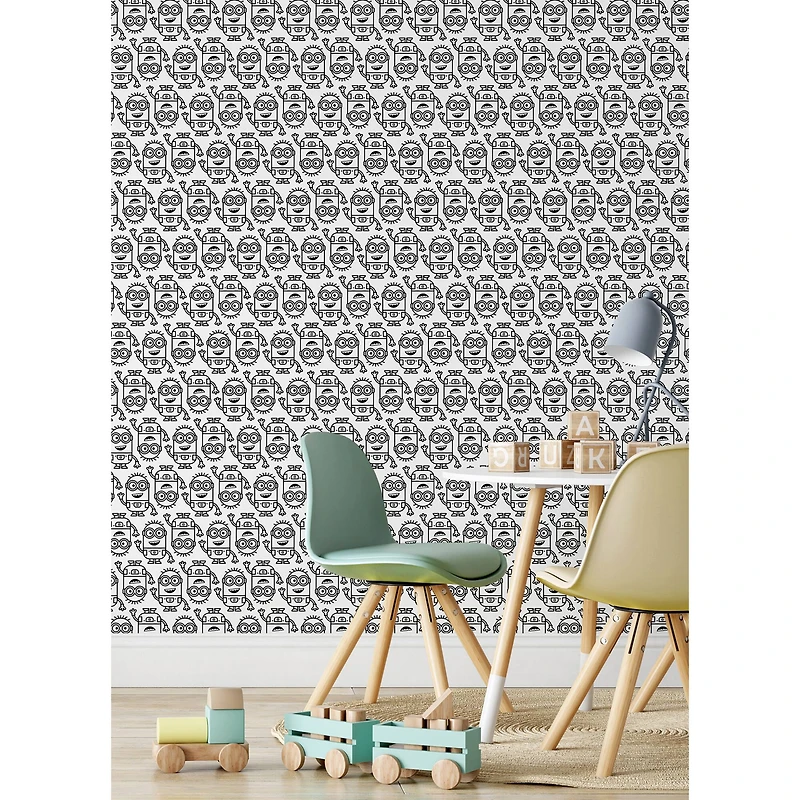 RoomMates Minions Line Art Black Peel & Stick Wallpaper