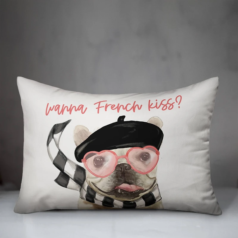 Wanna French Kiss Rectangle Throw Pillow