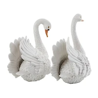 Textured White Swan Tabletop Décor Set