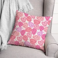 Pink Interconnected Valentine's Day Heart Throw Pillow