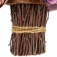 9.5" Wine Red & Purple Wooden Floral Artificial Spring Bouquet