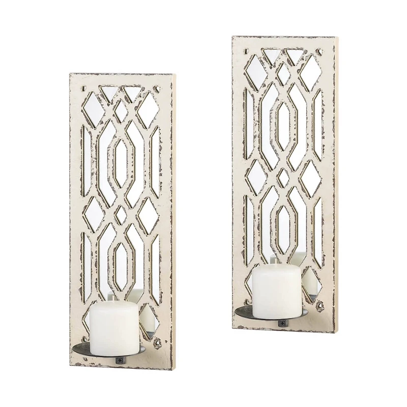 17'' Deco Mirror Candle Wall Sconce, 2ct.