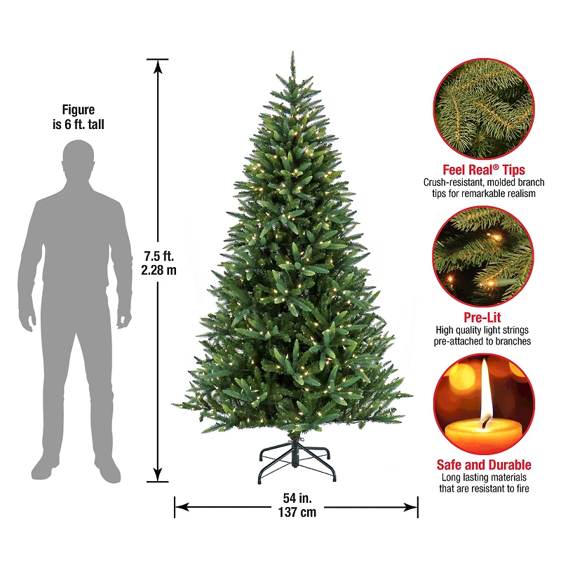 7.5ft. Pre-Lit Spada Pine Artificial Christmas Tree, Clear LED Lights