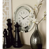 20" White Wood Glam Wall Clock