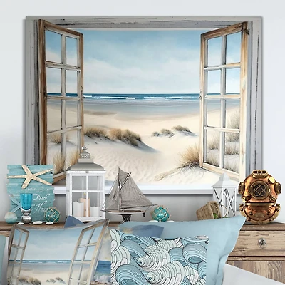 Designart 'Window To The Beach II' Beach Canvas Wall Art