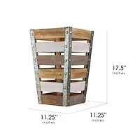 17.5" Wood & Metal Storage Crate
