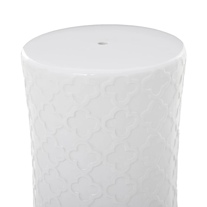 White Ceramic Contemporary Accent Table, 19" x 13" x 13"