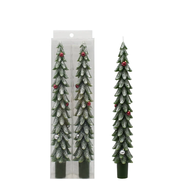10" Green Trees with Ornaments Taper Candles, 2ct. by Ashland®