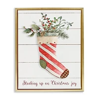Stupell Industries Stocking Up on Christmas Floating Frame Wall Art