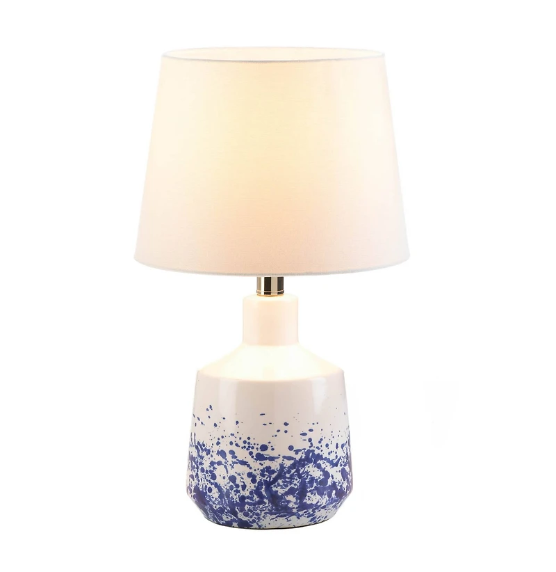 16" White & Blue Splash Table Lamp