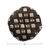 Hello Honey® Embroidered Cotton Pillow with Pom Poms