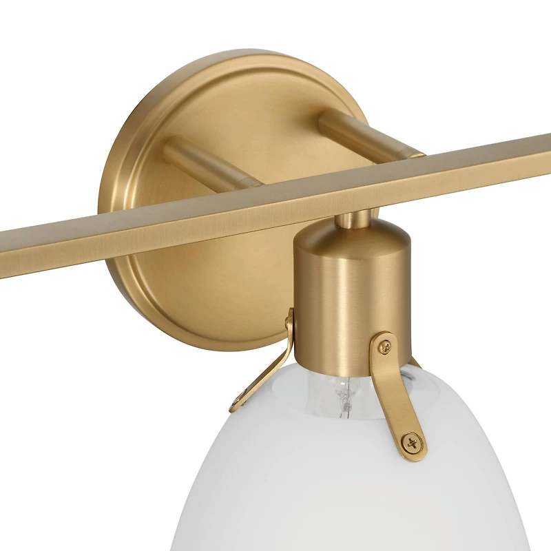 Hello Honey® 24" Cooper White & Gold Metal 3-Light Vanity Light with Etched Glass Shades