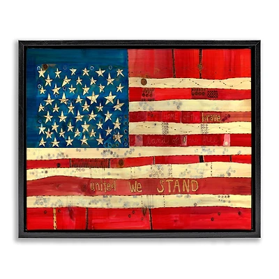 Stupell Industries United We Stand Independence Day Festive American Flag Floater Framed Art