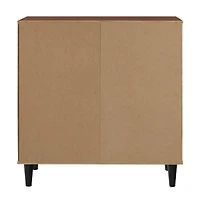 Walker Edison 32" Black & Brown Chevron Wood Detail Accent Cabinet