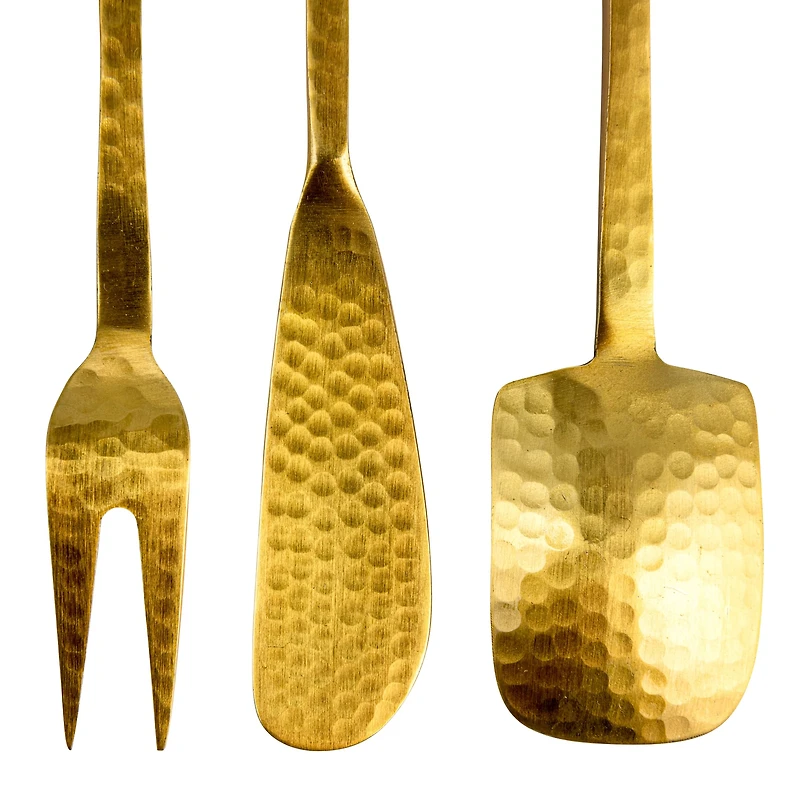 Hello Honey® Gilded Hammered Stainless Steel Appetizer Utensil Set