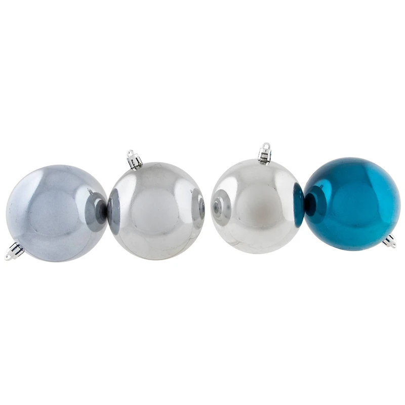 Shatterproof 2-Finish Christmas Ball Ornaments - 3.25" (80mm) - Blue and Silver - 32ct