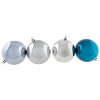 Shatterproof 2-Finish Christmas Ball Ornaments - 3.25" (80mm) - Blue and Silver - 32ct