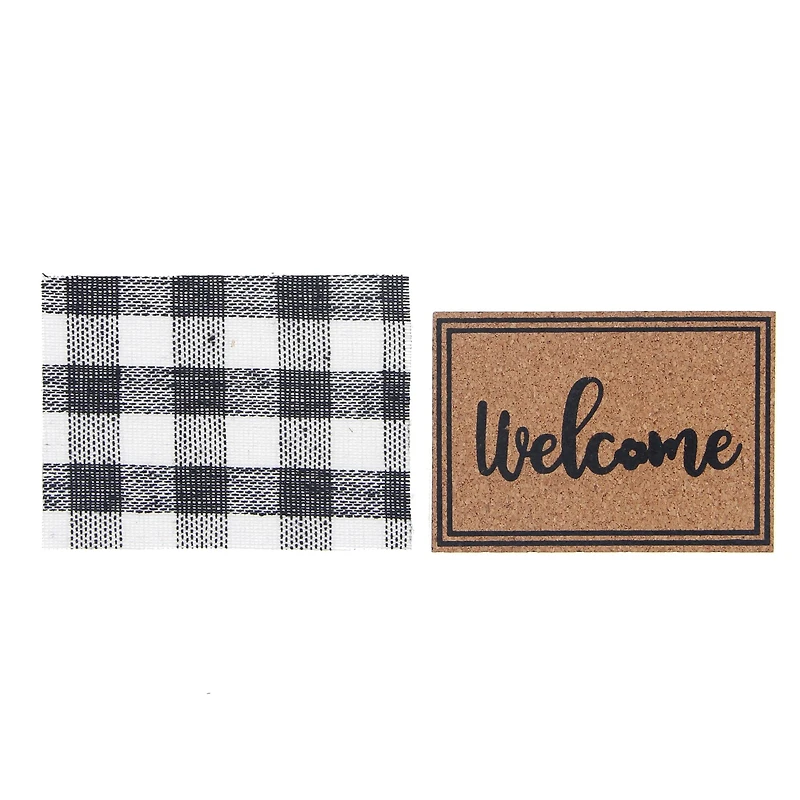 Mini Plaid & Natural Welcome Doormat by Make Market®