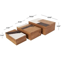 Brown & Cream Wooden Geometric Box Set